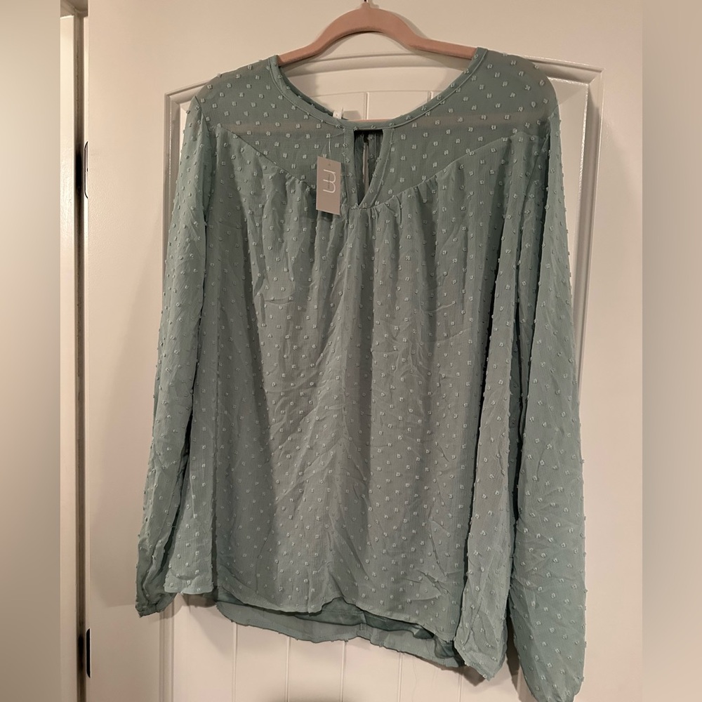 NWT Maurices Light Green Textured Blouse